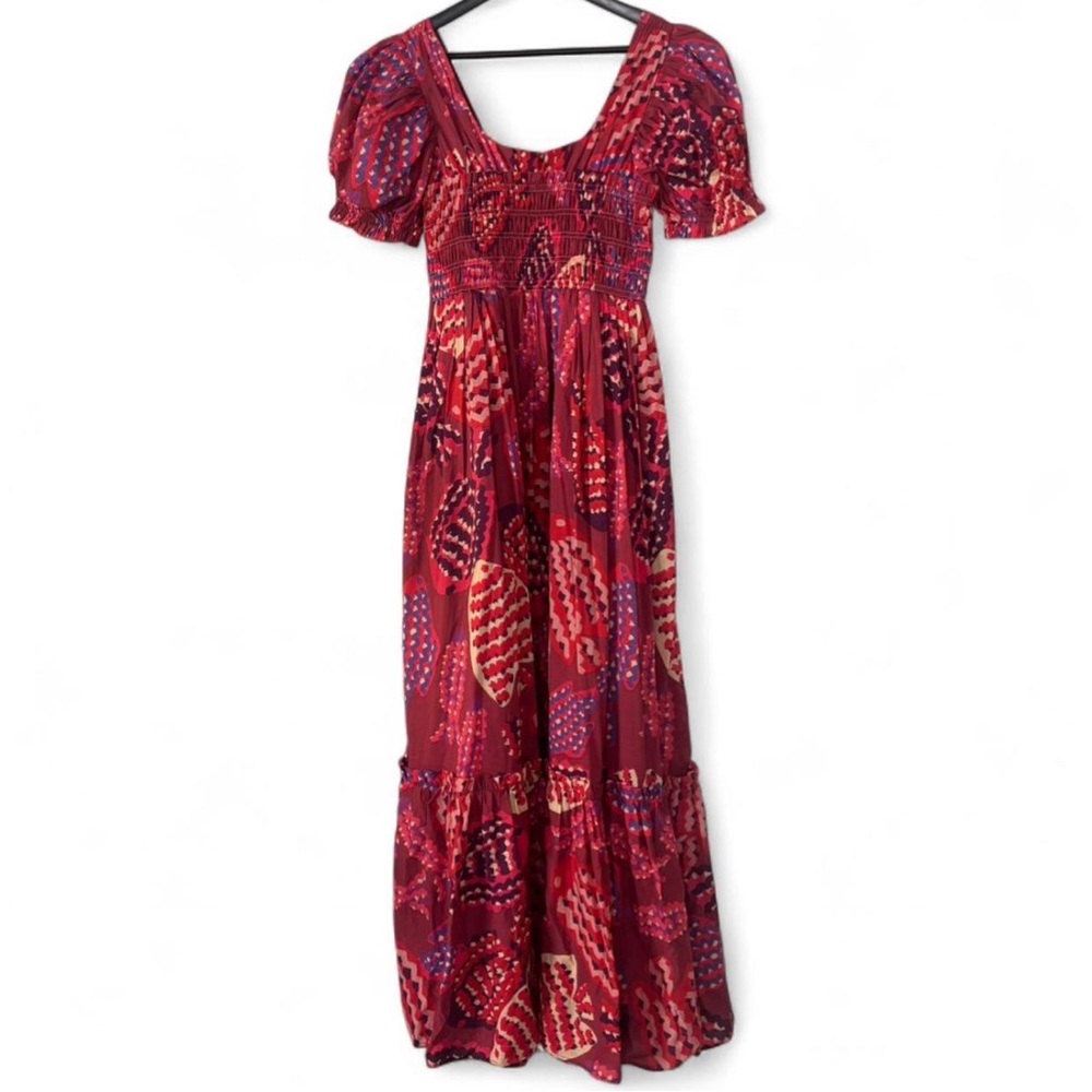 FARM Rio x Anthropologie Printed Puff Sleeve Maxi Dress with Pockets